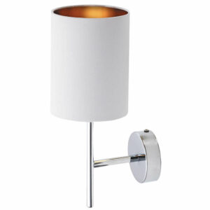 Аплик Rabalux Monica 2530, 220V, фасунга 1xE14, тяло метал, хром, абажур текстил, бял, модерен стил