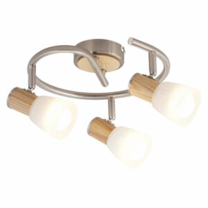 Осветително тяло за стена троен спот, фасунги 3xЕ14, метал/дърво/стъкло, цвят сатен хром