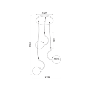 Винтидж пендел ACA Pueblos OD905903P 220V фасунги 3Еx27 IP20 метално тяло, цвят месинг, MDF основа, стъклени абажури