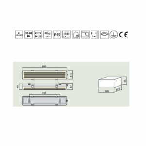 Линейни осветителни тела за LED пури 2x60 см, IP65, 220V, фасунги G13 Линейни осветителни тела за LED пури 2x60 см, IP65, 220V, фасунги G13