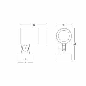 Външно осветително тяло аплик за стена Zambelis E236, IP65, 220V, фасунга GU10, алуминий и темперирано стъкло, цвят графит