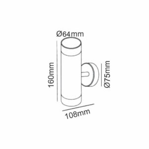 Фасаден аплик ACA-HI7031R 220V 2xGU10 IP54 алуминиев корпус със стъклен дифузер, двустранно осветяване