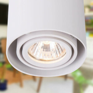 Луна за външен монтаж LVT 4365, 220V, 1xGU10, подвижен ринг, алуминий, бял мат, ф90x100mm