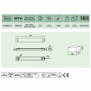 Линейни осветителни тела за LED пури 2x150 см, IP65, 220V, фасунги G13 Линейни осветителни тела за LED пури 2x150 см, IP65, 220V, фасунги G13