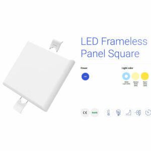 IP54 LED панел за вграждане, квадрат 9W, топла 2700K светлина, ъгъл на излъчваната светлина 180° градуса, алуминий/поликарбонат, бял