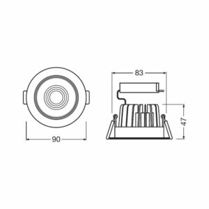 LED ЛУНА ЗА ВГРАЖДАНЕ LEDVANCE, 8W, 220V, 3000K, IP44/20, 36°, димируема