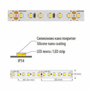Професионална LED лента 9.6W/m 2700K 24VDC 120 LEDs/m IP54 Ultralux PN35120WW