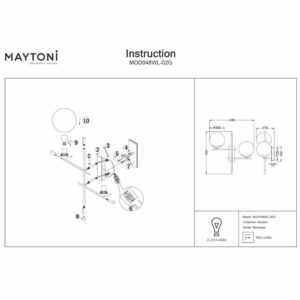 Аплик Maytoni Nostalgia MOD048WL-02G фасунги 2x14 метал/стъкло цвят античен месинг