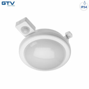 LED външно осветително тяло IP54, 220V, 6W, неутрална светлина, с датчик за движение, за монтаж на таван, кръгло тяло LED външно осветително тяло IP54, 220V, 6W, неутрална светлина, с датчик за движение, за монтаж на таван, кръгло тяло