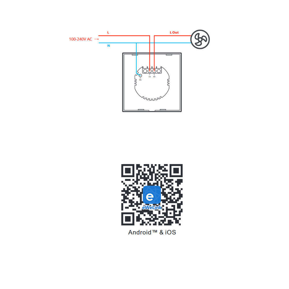 Smart сензорен ключ Sonoff TX T1 EU 1C WiFi + RF за вграждане, бял, 220V, 2A, LED подсветка за състояние - Image 2