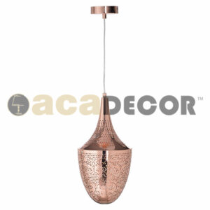 Осветително тяло пендел ACA Lighting Pleiades OD90911PC 220V IP20 метално тяло в цвят мед фасунга Е27 и прозрачен кабел