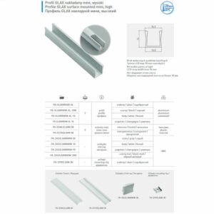 Алуминиеви профили за LED ленти GTV PA-GLAXMNKW-AL-20M, 2 метра, черен мат, бял дифузер, за външен монтаж