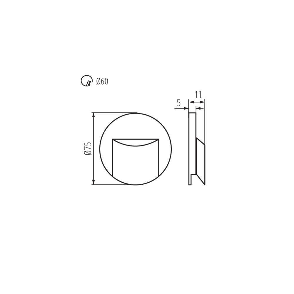 Led луна за осветяване на стъпала Kanlux 33334 ERINUS LED O B-WW, 12VDC, 0.8W, 15lm, 3000K, кръгло черно тяло - Image 3