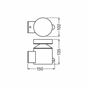 Фасадно лед осветително тяло LEDvance, 220V, 6W, 360lm, 3000K, IP44, 160°, неръждаема стомана, PIR сензор за движение
