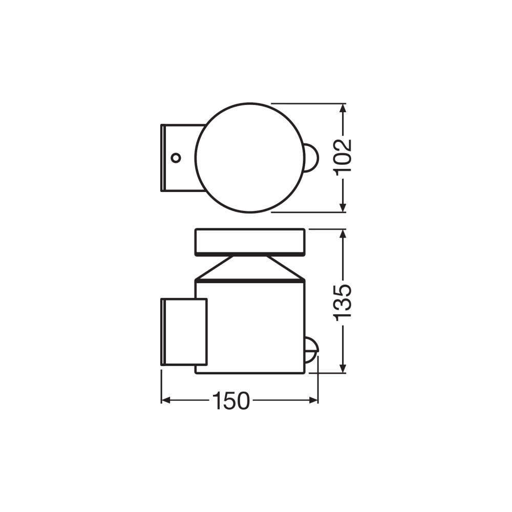Фасадно лед осветително тяло LEDvance, 220V, 6W, 360lm, 3000K, IP44, 160°, неръждаема стомана, PIR сензор за движение - Image 2