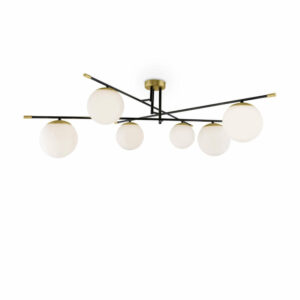 Полилей Maytoni Nostalgia MOD048CL-06G метал и стъкло фасунги 6xE14 цвят черен мат и месинг