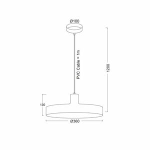 Пендел ACA Lighting Domenica OD5392SBK 220V IP20 посък дизайн в цвят черен мат и фасунгa 1xЕ27