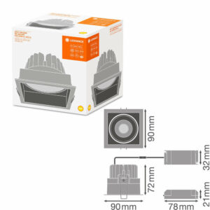 LED ЛУНА ЗА ВГРАЖДАНЕ LEDvance, 8W, 220V, 3000K, 650lm, IP20, 36°, IK03