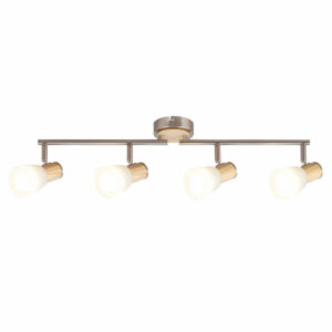 Осветително тяло за стена четворен спот, фасунги 4xЕ14, метал/дърво/стъкло, цвят сатен хром