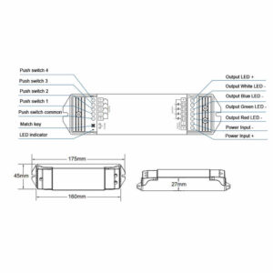 RGBW LED контролер WiFi 12V-36VDC, 2.4G, безжично управление, димиране от 0-100%
