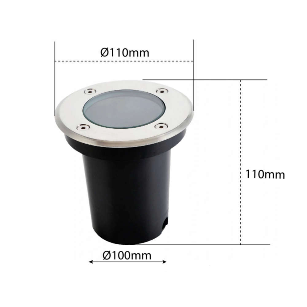 Осветително тяло за вграждане в земя GU10 IP67 IK09 110mm с монтажна кутия - Image 3