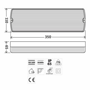 LED аварийно осветително тяло за стена CASTOR LED, 180/265V, 3.5W, 150lm, 6400K, IP65, Ni-Cd 3.6V, 1000 mAh батерия, светене в авариен режим 2.5 часa