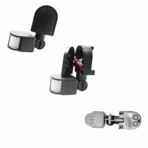 Инфраред сензор за движение GTV, IP44, 220V, 180°, max. 1200W, черно тяло, с ротация