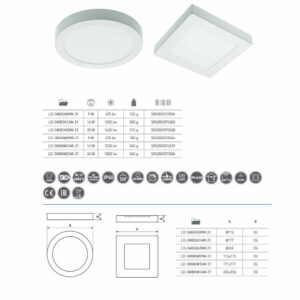 ЛЕД панели 2 в 1 GTV SAMBA, 220V, 24W/120W, неутрална светлина, разглобяемо тяло с опции за вграждане или за външен монтаж, поликарбонат, бял мат
