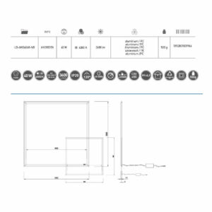 LED рамка за вграждане в растерен таван GTV AKORDITA, 600x600mm, 220V, 40W, 3600lm, 4000K, 120°, IP20