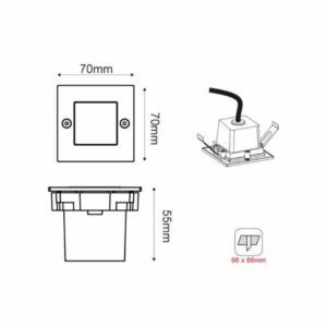 Архитектурен спот за вграждане Aca Lighting PAS230RS 220V, 2W, 3000K, 90lm, IP54