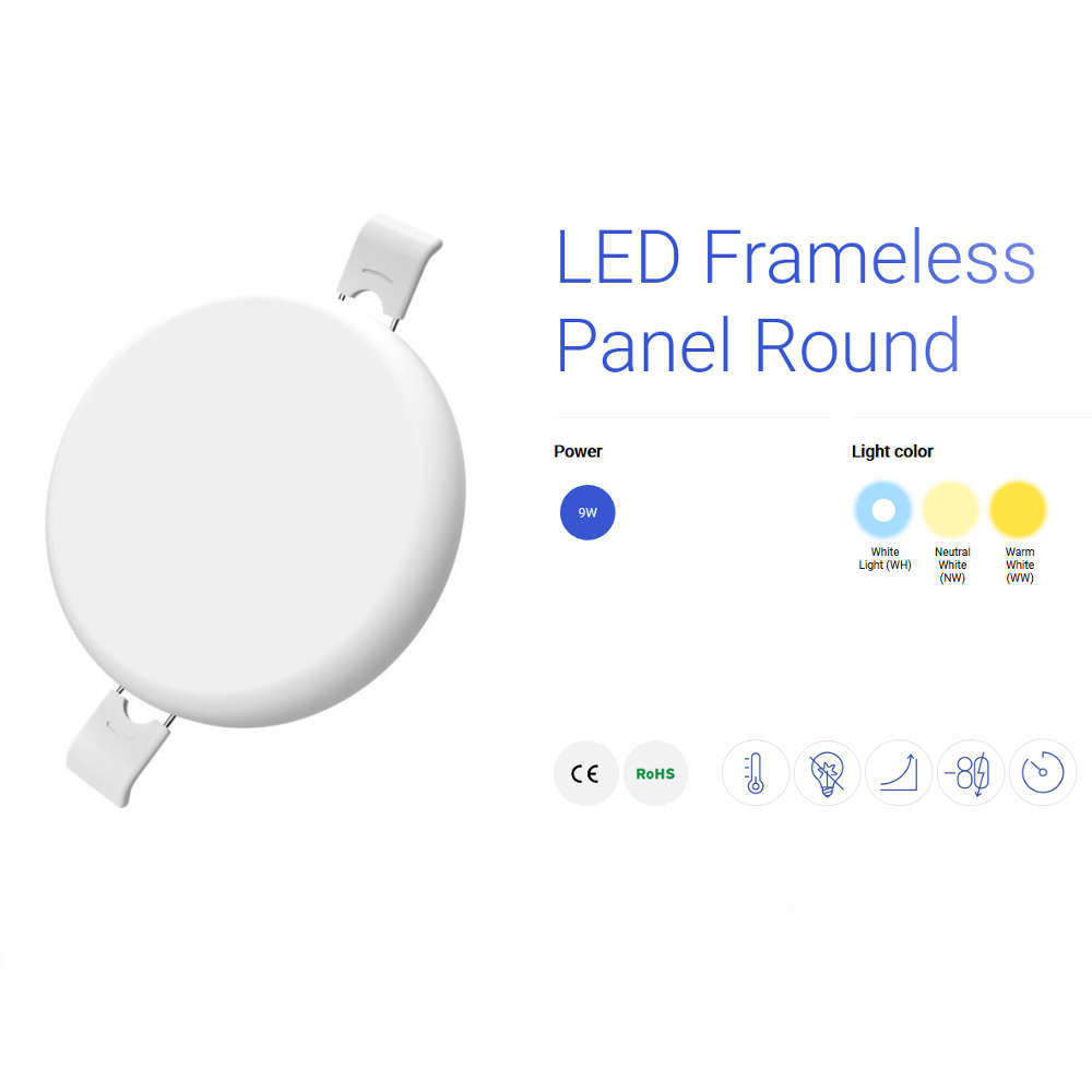 IP54 LED панел за вграждане, кръг 9W, неутрална 4200K светлина, ъгъл на излъчваната светлина 180° градуса, алуминий/поликарбонат, бял - Image 2