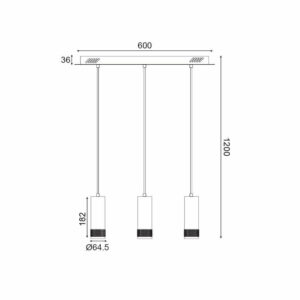 Пендел ACA Lighting Megatron YL11P318BK 220V фасунги 3xGU10 IP20 черни алуминиеви тела и текстилен кабел