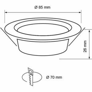LED луна за вграждане IP44 6.5W, 220V, 2700K топла светлина, SMD2835, бяла