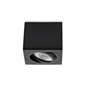 Мини луни за външен монтаж LVT-0938, 80x80x84mm черно тяло с ротация, фасунга GU10, IP20