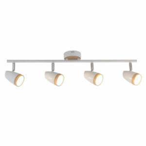 LED осветително тяло за таван четворен спот, топла светлина, метал/поликарбонат, цвят бял