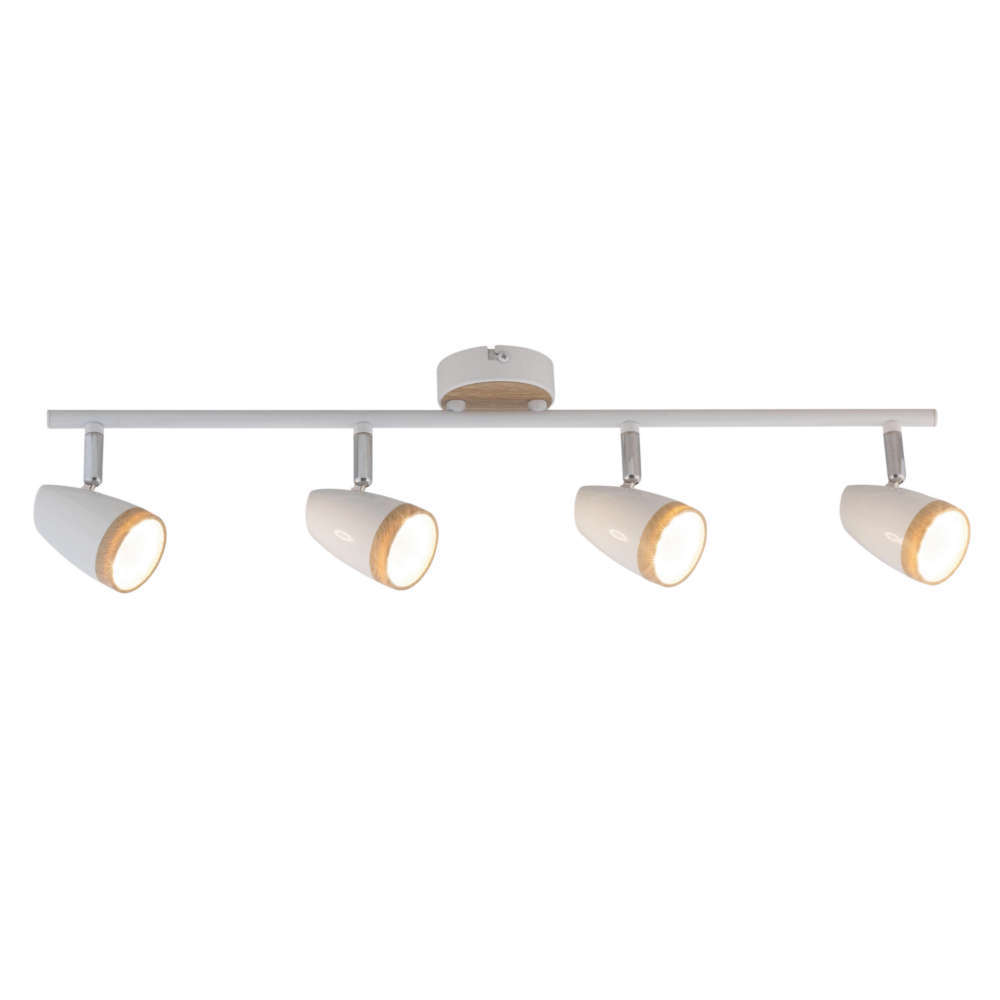 LED осветително тяло за таван четворен спот, топла светлина, метал/поликарбонат, цвят бял - Image 2