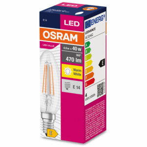 LED крушка E14 4W 2700K 470lm 220V AC OSRAM LED VALUE CLASSIC FILAMENT