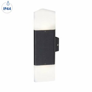 IP44 ОСВЕТИТЕЛНО ТЯЛО RABALUX ZADAR 7989 220V ФАСУНГИ 2XЕ27 IP44 МЕТА/ПОЛИКАРБОНАТ ЧЕРНО/БЯЛ