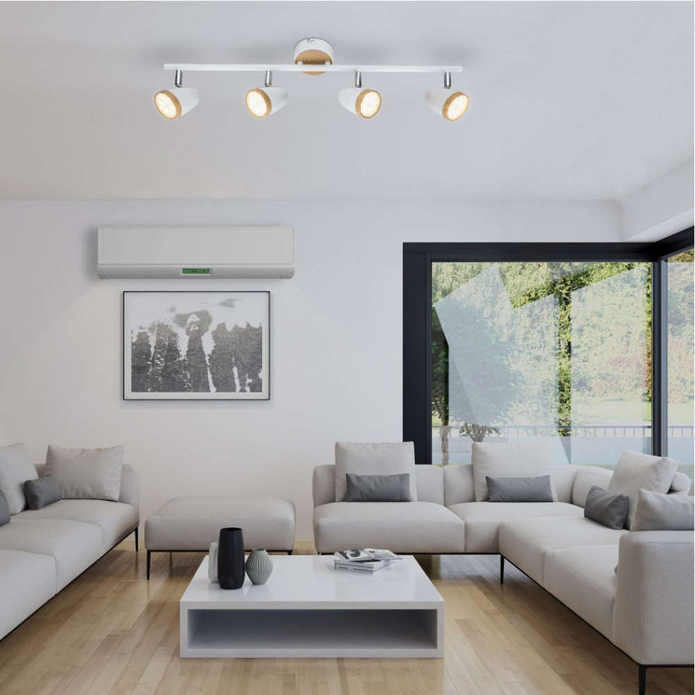 LED осветително тяло за таван четворен спот, топла светлина, метал/поликарбонат, цвят бял - Image 4