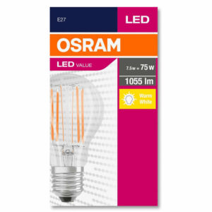 LED крушка E27 7.5W 2700K 1055lm 220V AC OSRAM LED VALUE CLASSIC FILAMENT
