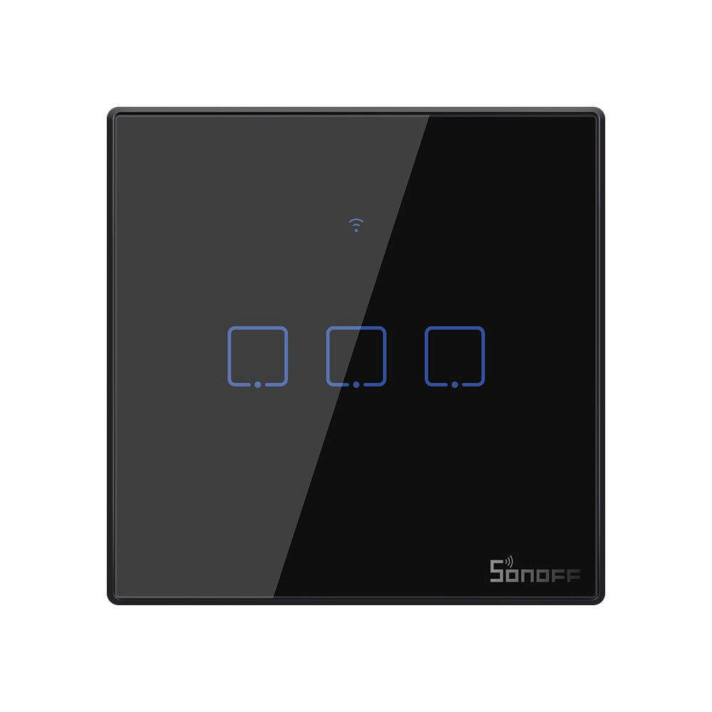 Smart сензорен ключ Sonoff TX T3 EU 3C WiFi + RF за вграждане, черен, 220V, 3x2A, LED подсветка за състояние - Image 2