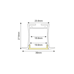 Алуминиев профил 2 метра за LED лента, за вграждане с полупрозрачен дифузер ACA P171