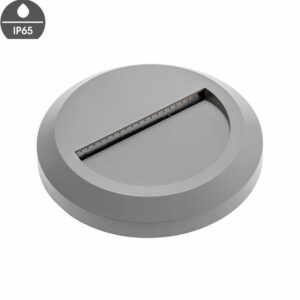 LED осветително тяло за стълбище GTV Silvеr Od, 220V, 2W, 3000K, 100lm, 120°, IP65, кръгло сиво тяло