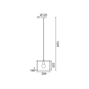 Винтидж пендел ACA Lighting Mordor HM841P29BK 220V фасунга Е27 IP20 метално тяло, цвят черен с месингови мотиви