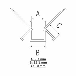 Алуминиев профил за LED лента Elmark 99ACC61 за вграждане в гипсокартон вътрешен ъгъл