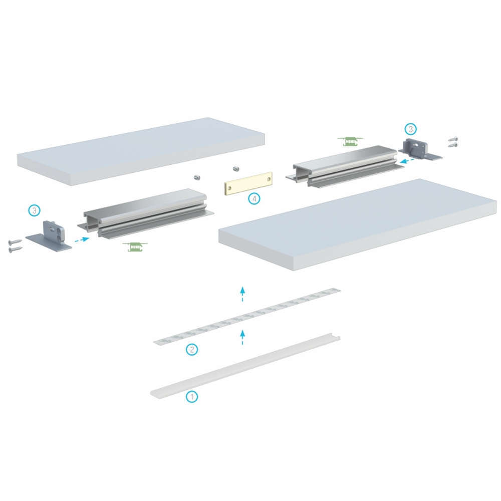 Алуминиеви профили за LED лента 3м Lumines MONO 10-0684-30 за вграждане в гипсокартон - Image 7
