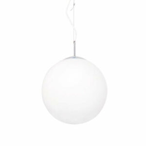 Пендел ACA Lighting Luna V2010C500 220V IP20 метално никел тяло с колба ф500 със сферичен дизайн в цвят опал и фасунгa 1xЕ27