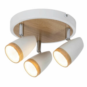 LED осветително тяло за стена троен спот, топла светлина, метал/поликарбонат, цвят бял