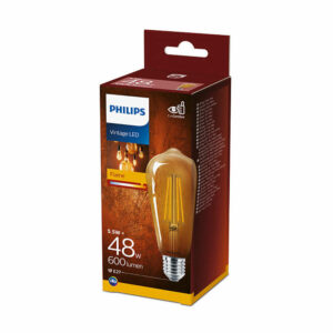 Декоративна винтидж LED крушка Philips E27 5.5W=48W 600Lm 2500K GOLD