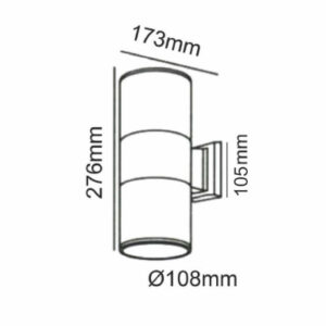 Външно осветително тяло фасаден аплик Aca Lighting HI7001W, 220V, фасунги 2xE27, IP54